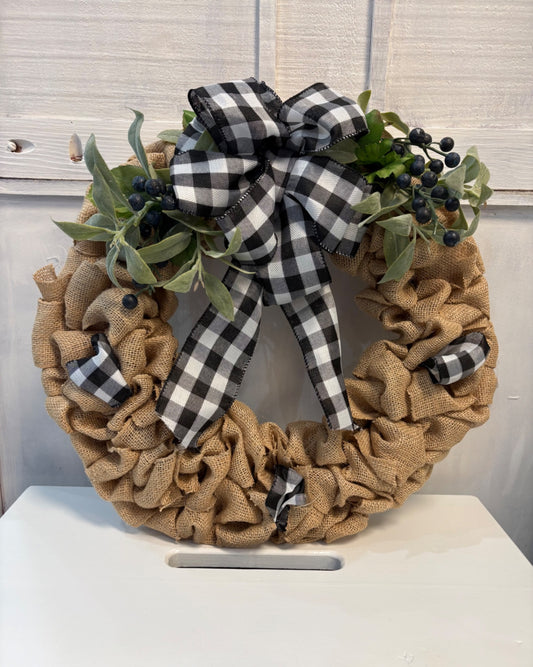 Burlap Wreath with Berries 