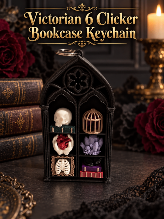 Victorian 6 clicker bookcase keychain