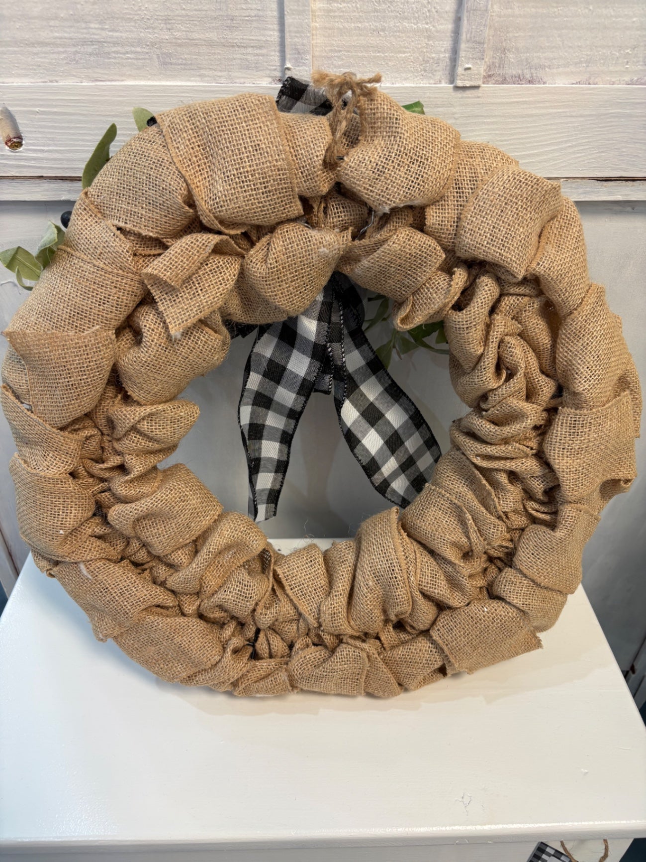 Burlap Wreath with Berries 