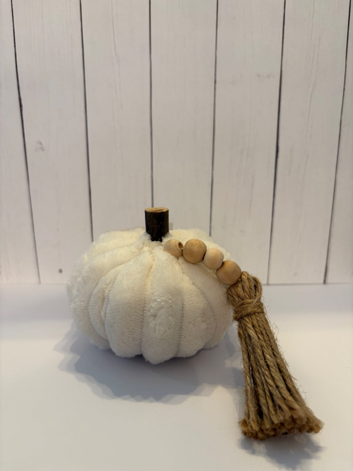 Fabric Pumpkin w/bead tassel