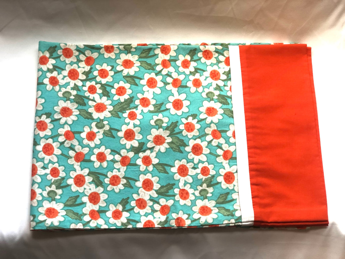 Orange and White Flowers Pillowcase 
