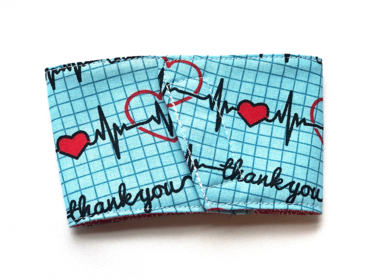 Coffee Sleeve - Medical Workers Thankyou - Approximately 10 1/2" wide when opened