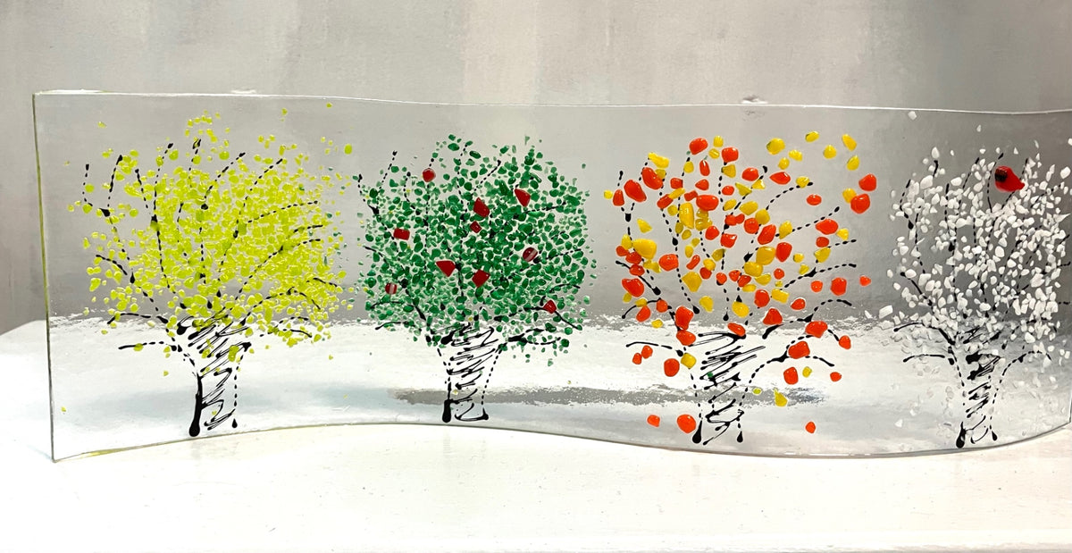 Clear with multicolored trees - 4"x13"