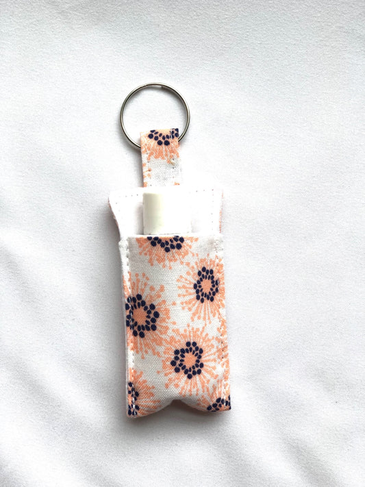Pink and Navy Flowers Chapstick Holder 