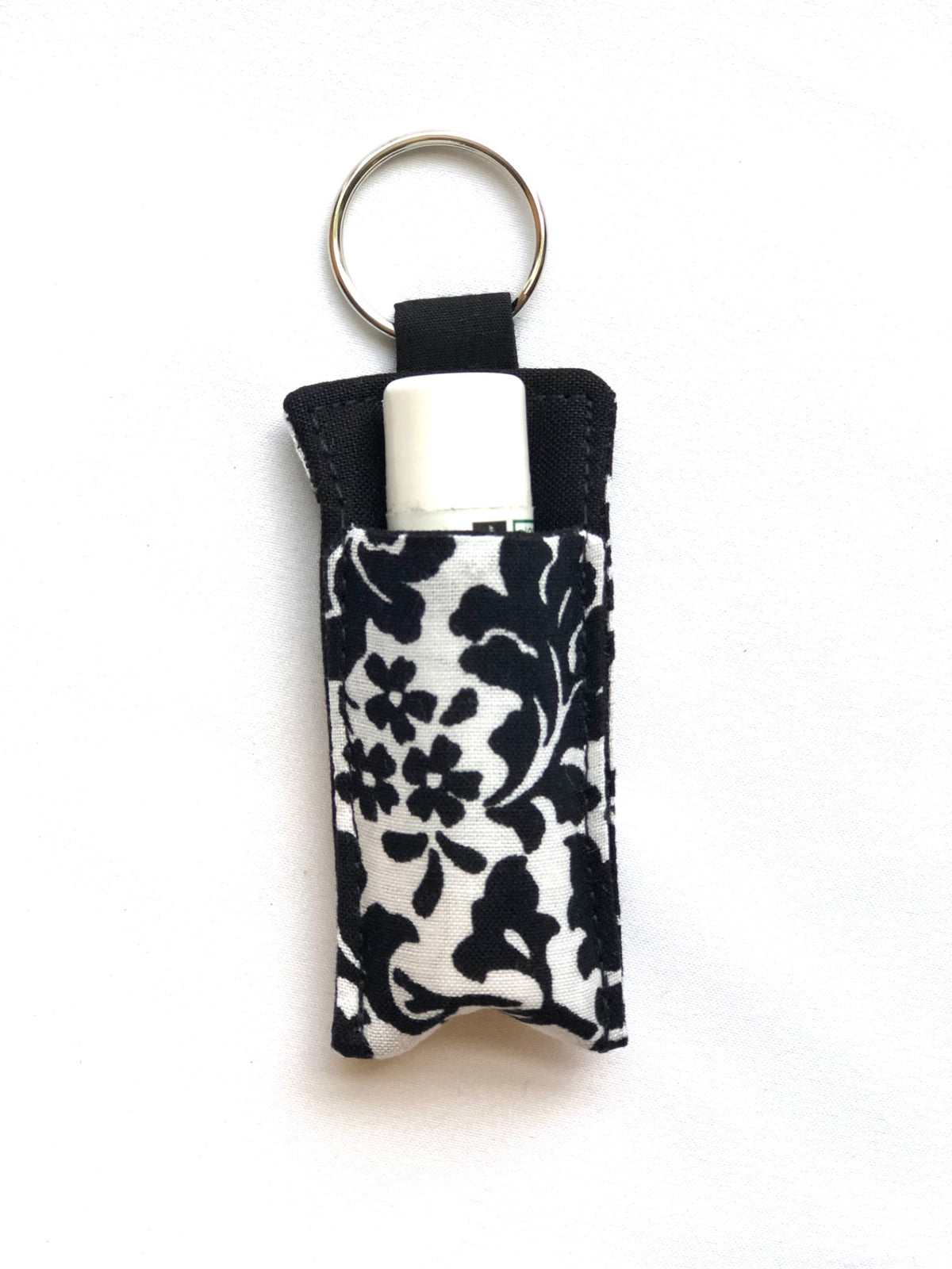 Black Flowers Chapstick Holder 
