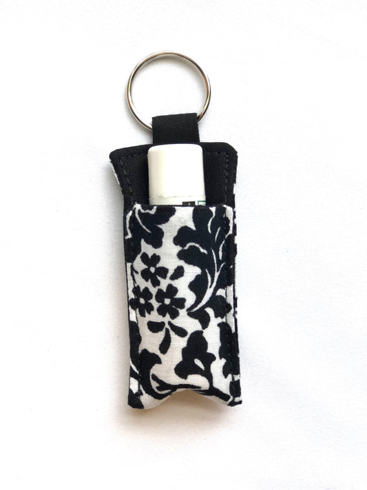 Black Flowers Chapstick Holder 