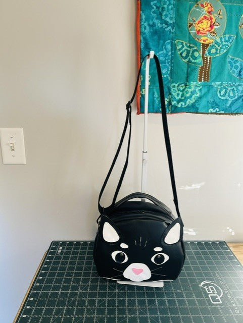 Cat Purse - Black and white with pink