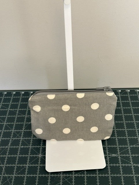 Gray with white polka dots Zipper Pouch 