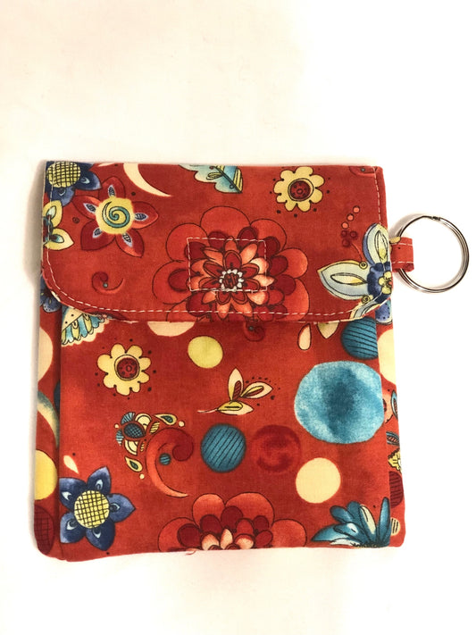 Floral on Red Mini Pouch 