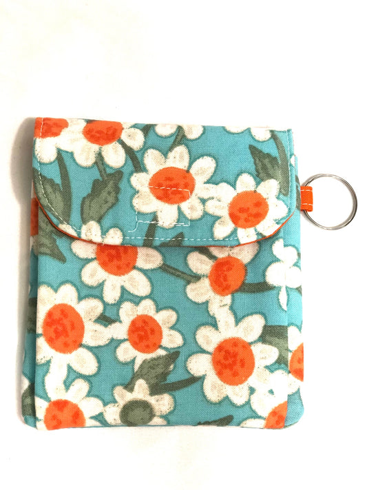 Orange and White Flowers Mini Pouch 