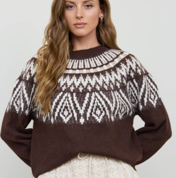 Sweater blu pepper- Brown, Cream - Small