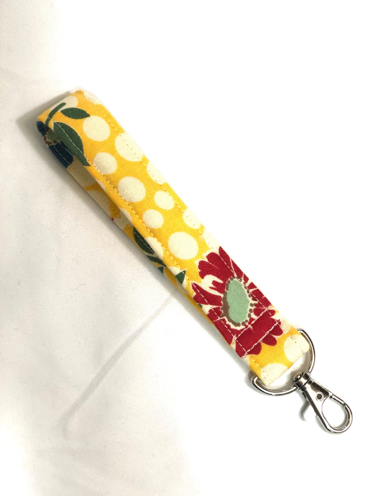Flowers on Yellow Key Fob Wristlet 