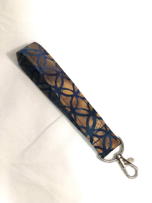 Brown and Blue Key Fob Wristlet 