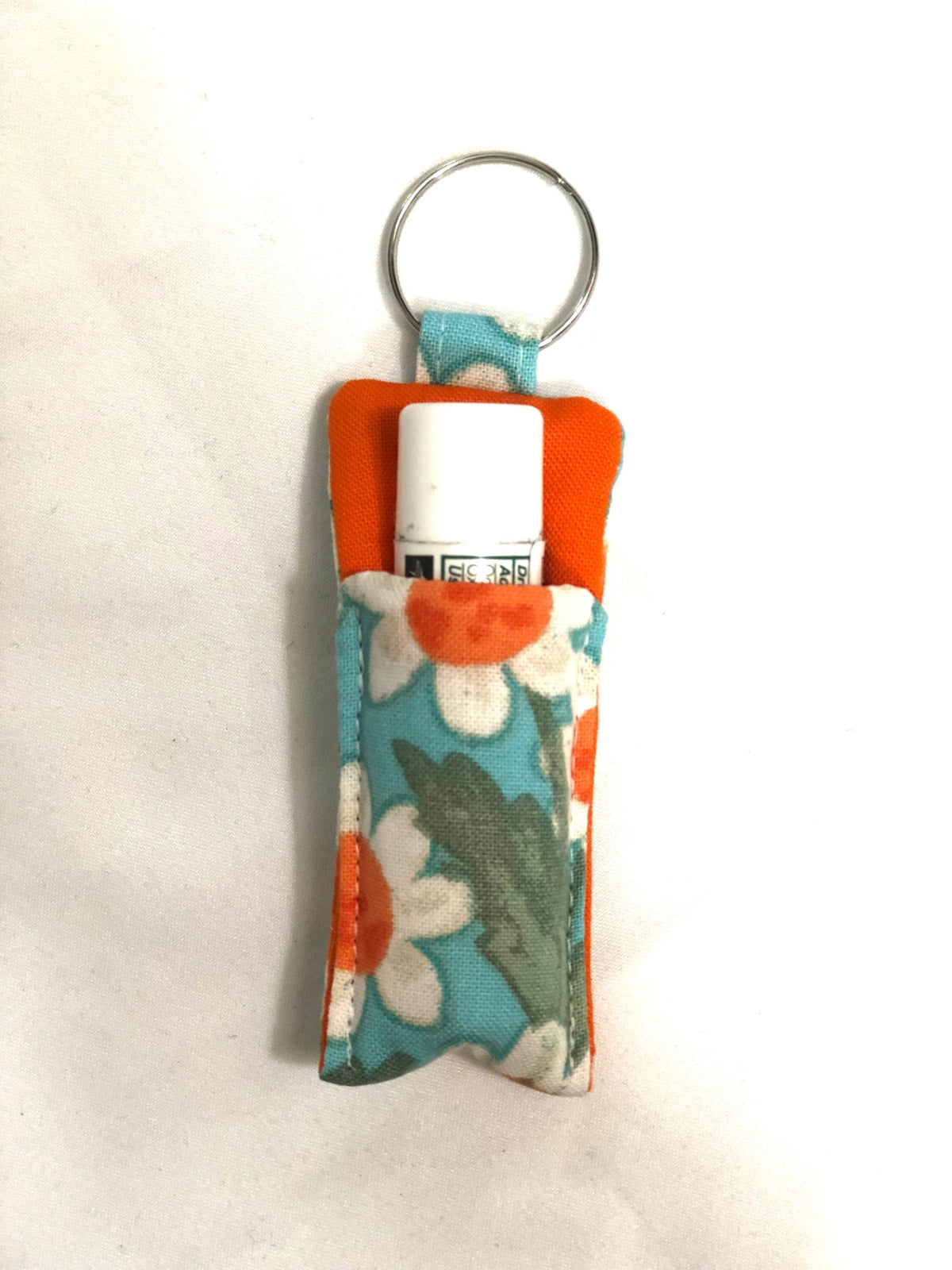 Orange and White Flowers Chapstick Holder 