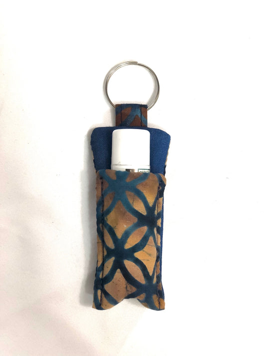 Brown and Blue Chapstick Holder 