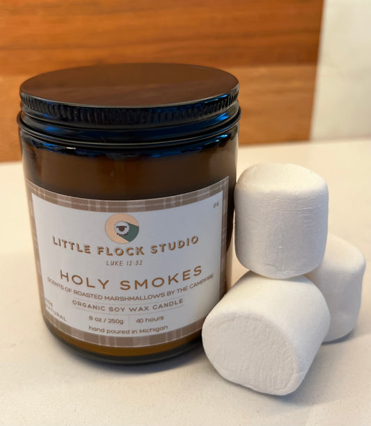 Little Flock Studio Soy wax candle - HOLY SMOKES - 8 oz
