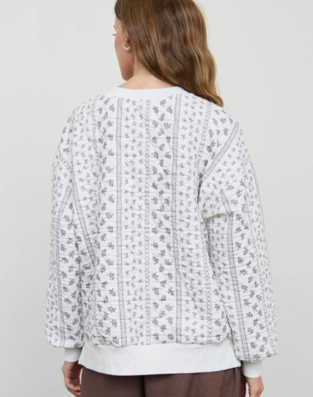 J.O.A. Top - White with brown flowers - Large
