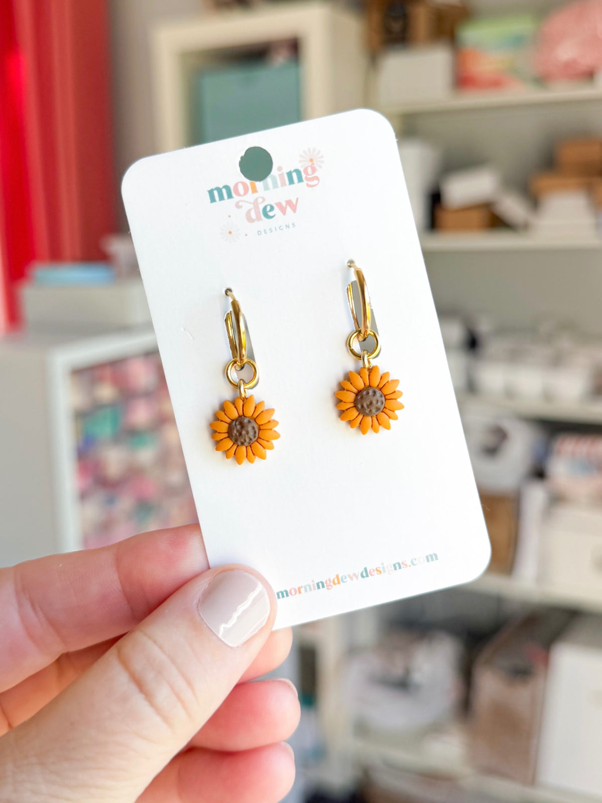 Interchangeable Sunflower Charm Huggie