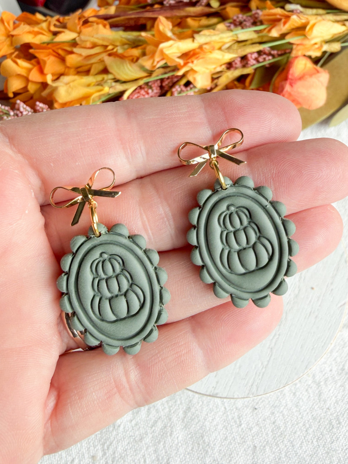 Sage Green Vintage Framed Pumpkins