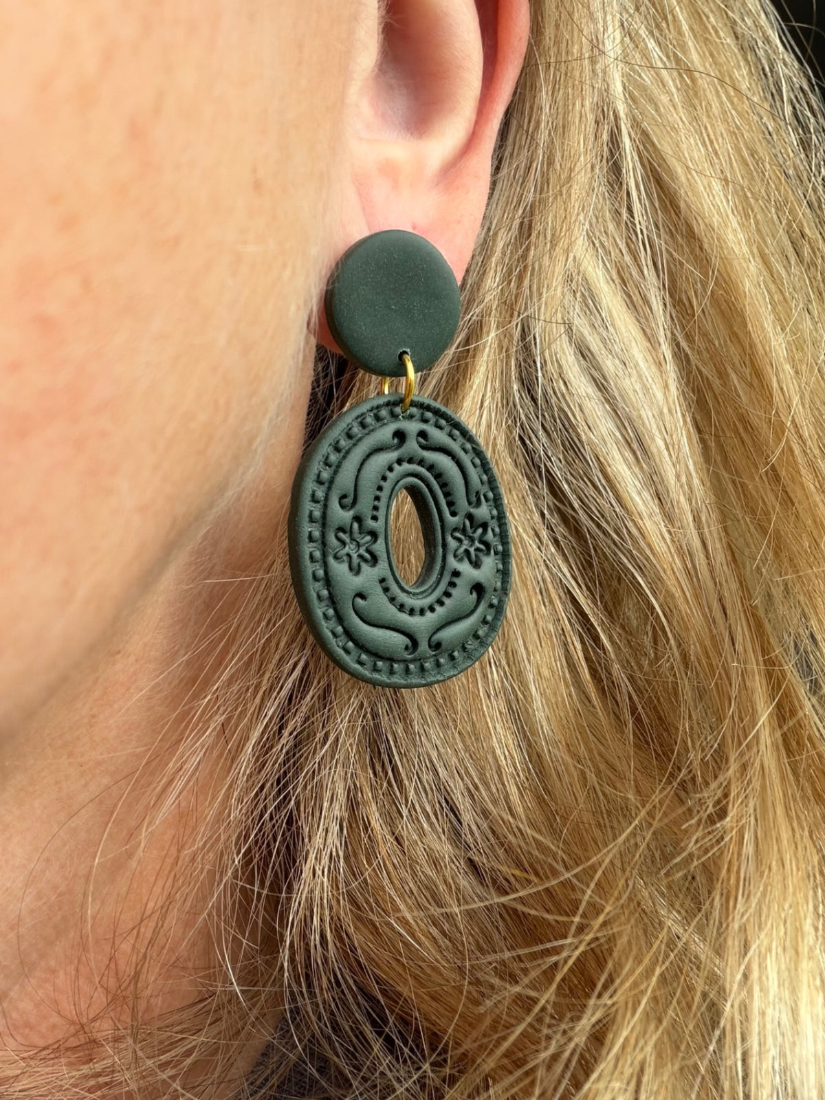 Forest Green Boho Folk Art Organic Circle