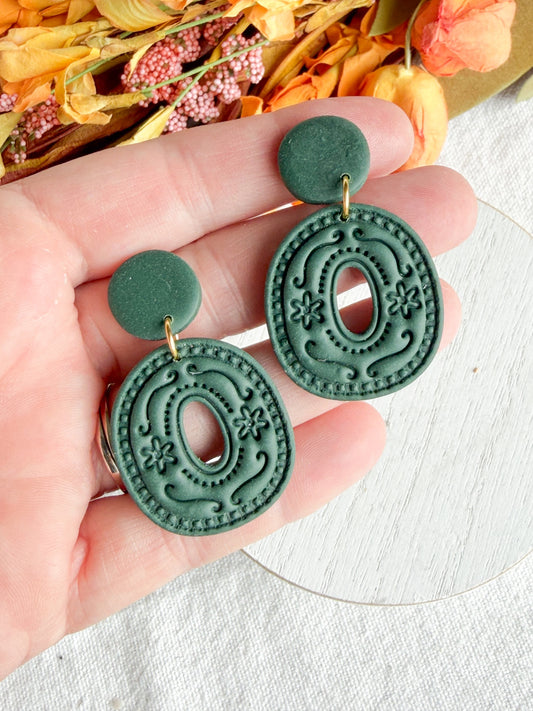 Forest Green Boho Folk Art Organic Circle