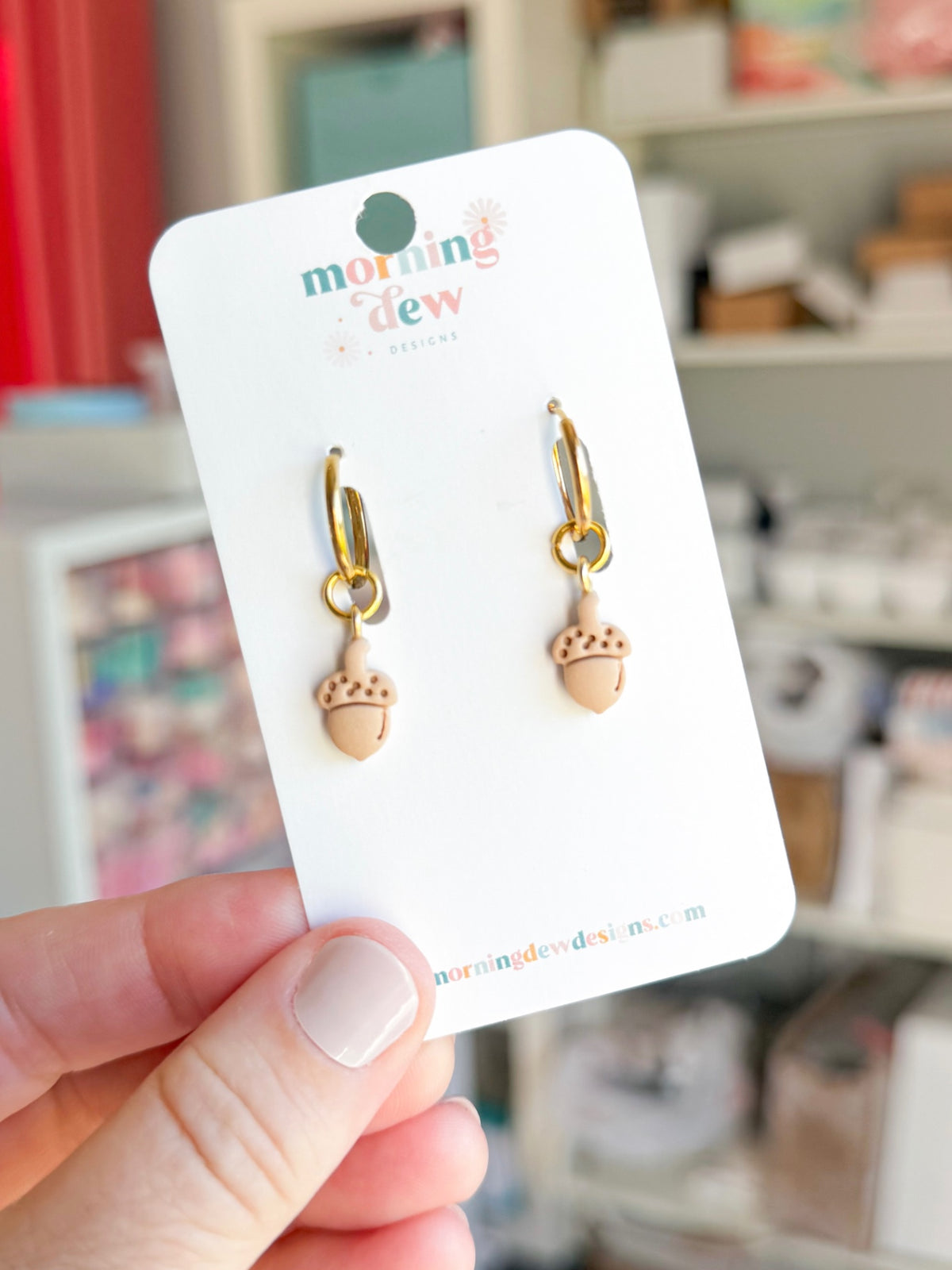 Interchangeable Dainty Acorn Charm Huggies