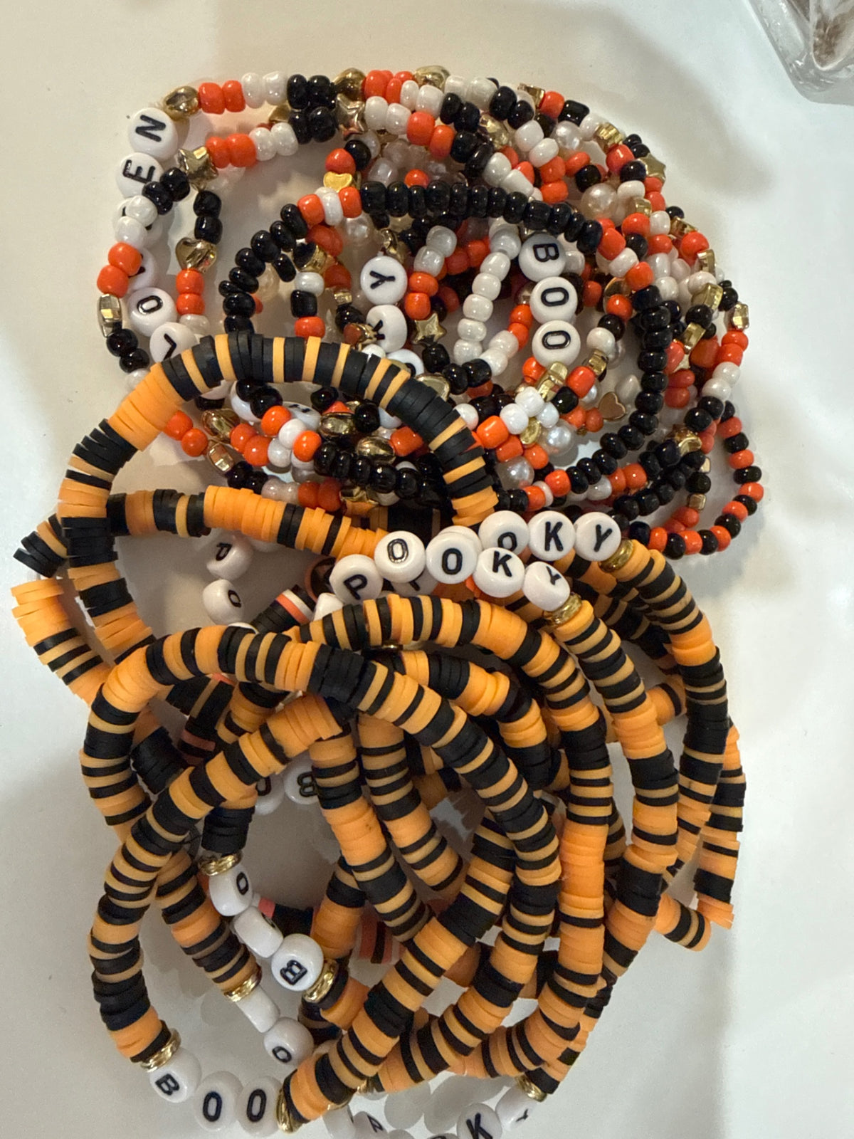 Bracelets - Multicolor (Orange, Black, White, Gold) -