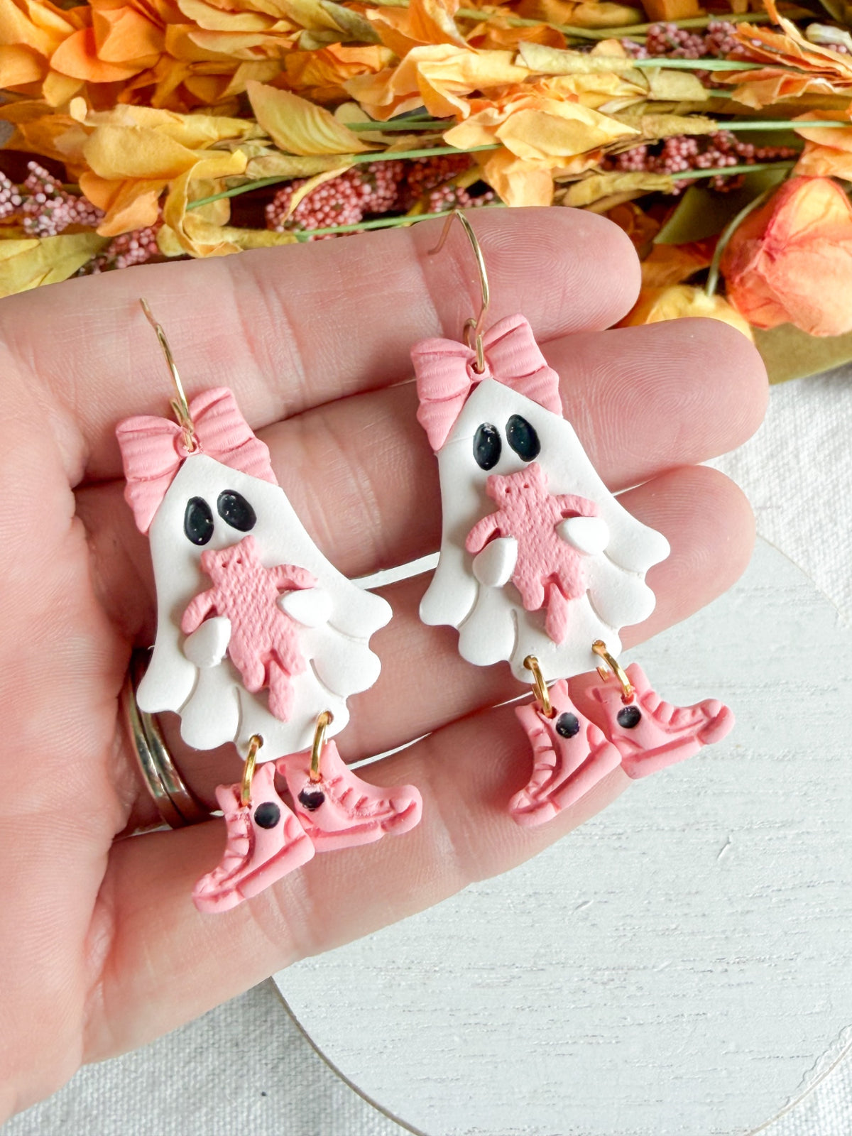 Pink Bow Ghost with Cat