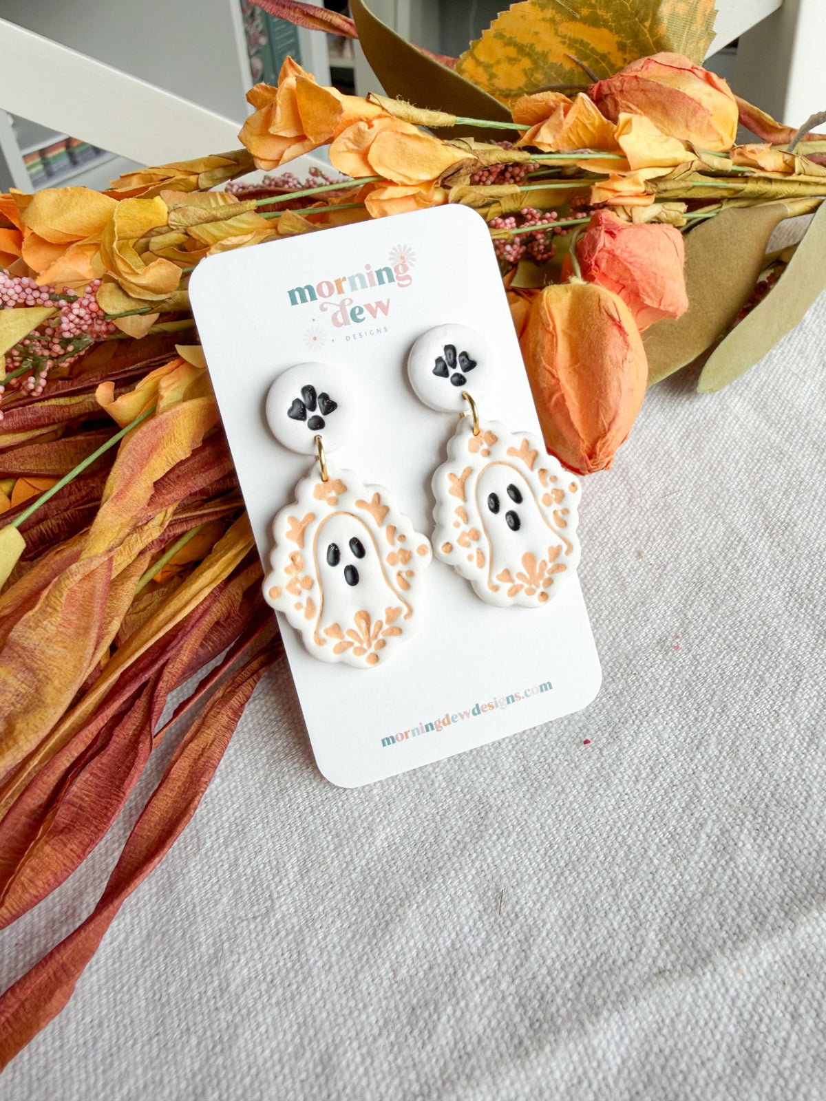 Whimsical Folk Art Floral Ghost