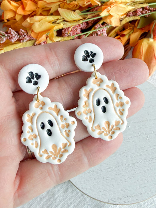 Whimsical Folk Art Floral Ghost