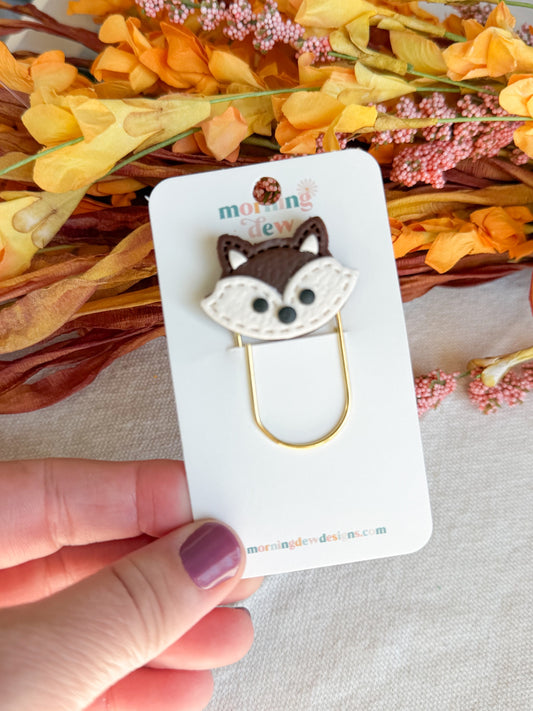 Faux Leather Fox Paperclip Bookmark