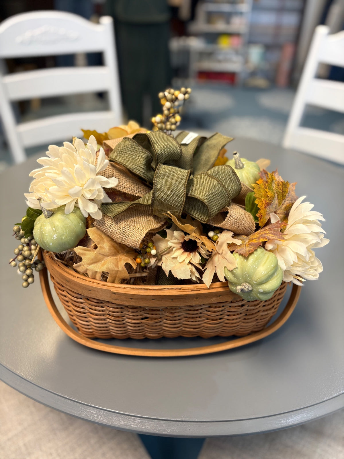 Fall Hay Bale in Basket