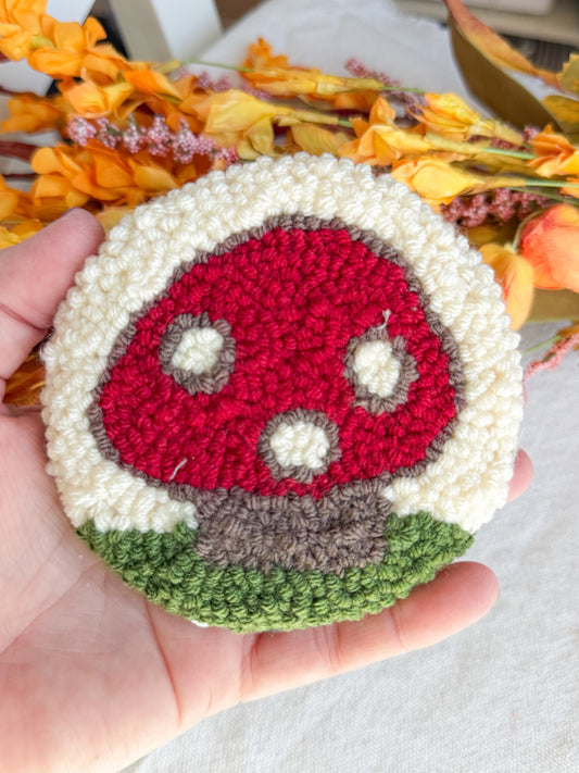 Red Mushroom Mug Rug Coaster