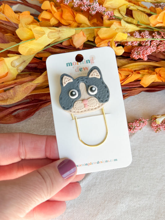 Faux Leather Cat Paperclip Bookmark