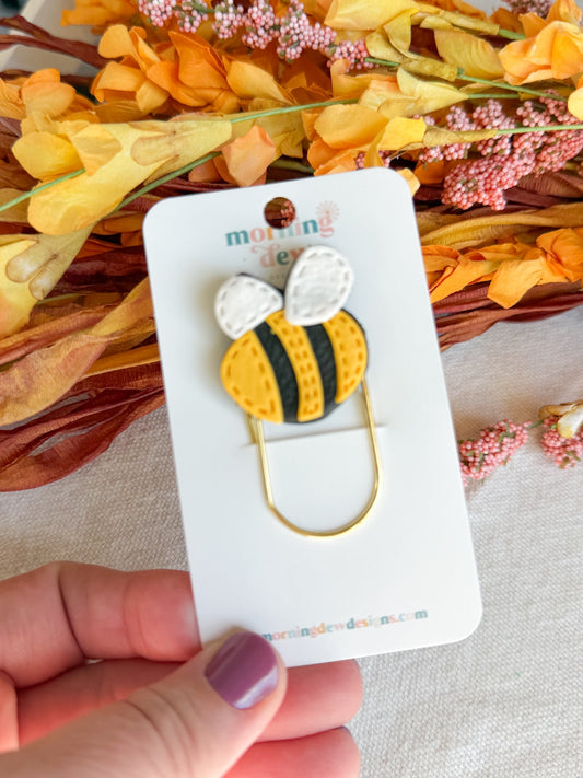Faux Leather Bee Paperclip Bookmark