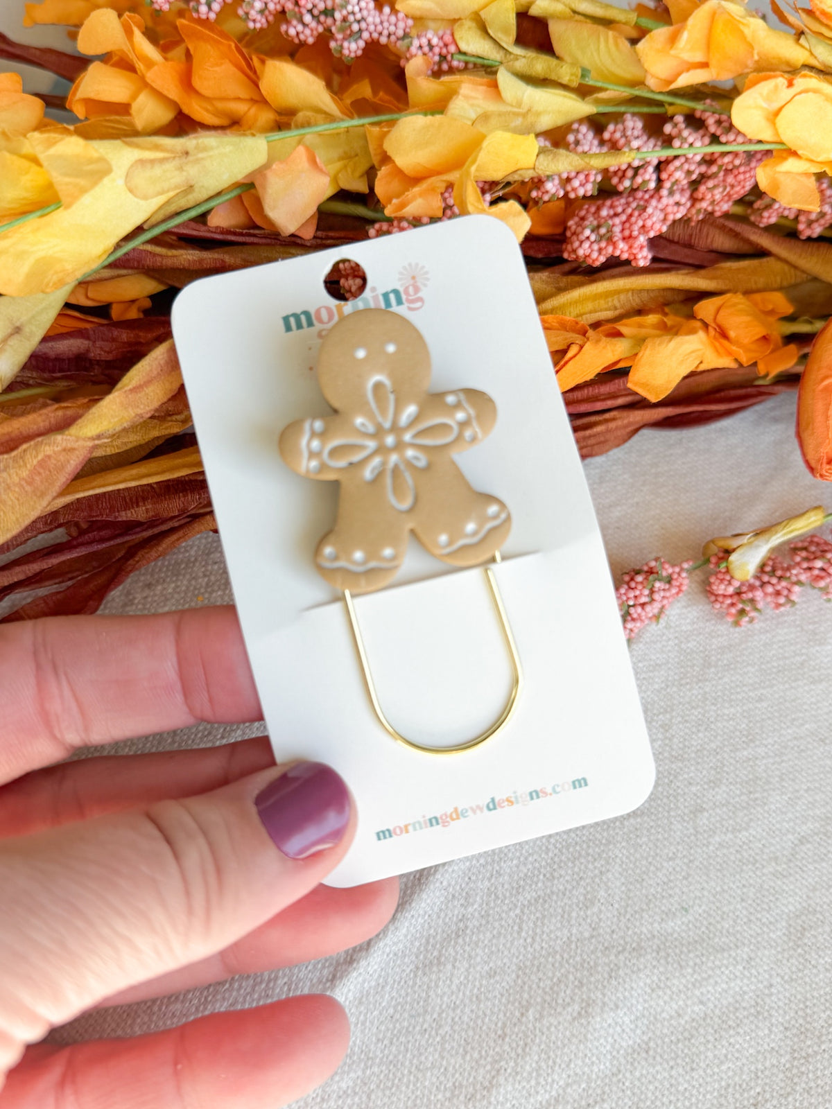 Folk Art Gingerbread Man Paperclip Bookmark