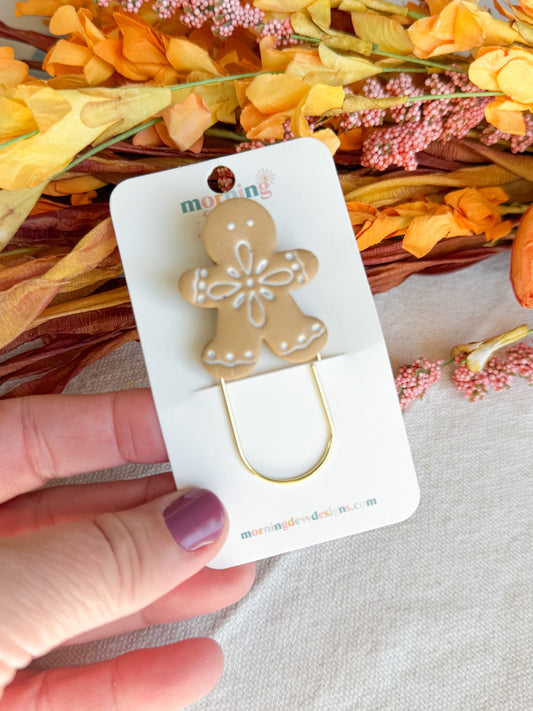 Folk Art Gingerbread Man Paperclip Bookmark