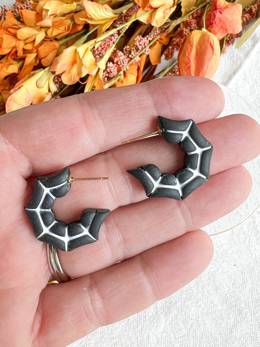 Black and White Spider Web Hoops