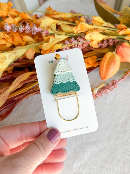 Faux Leather Ombre Christmas Tree Paperclip Bookmark