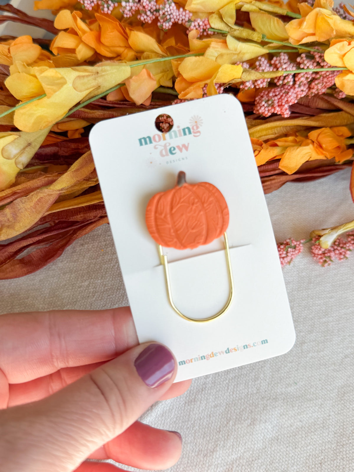 Textured Pumpkin Paperclip Bookmark