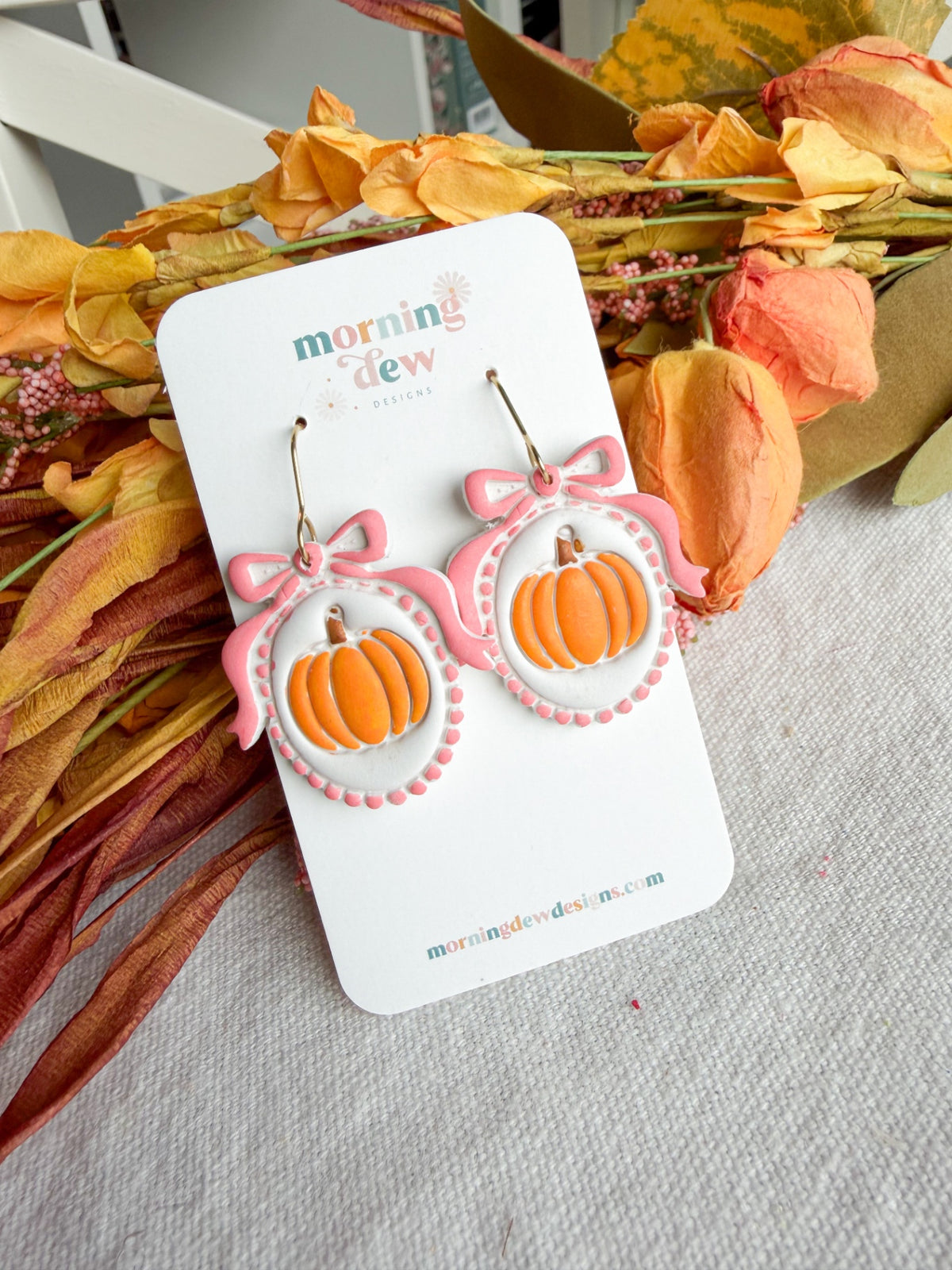 Pink Bow Framed Pumpkins