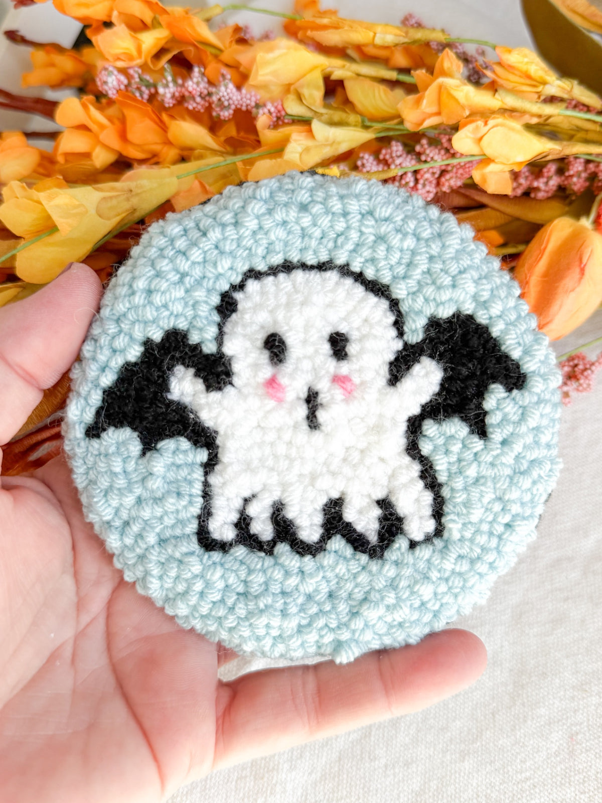 Bat Ghost Mug Rug Coaster