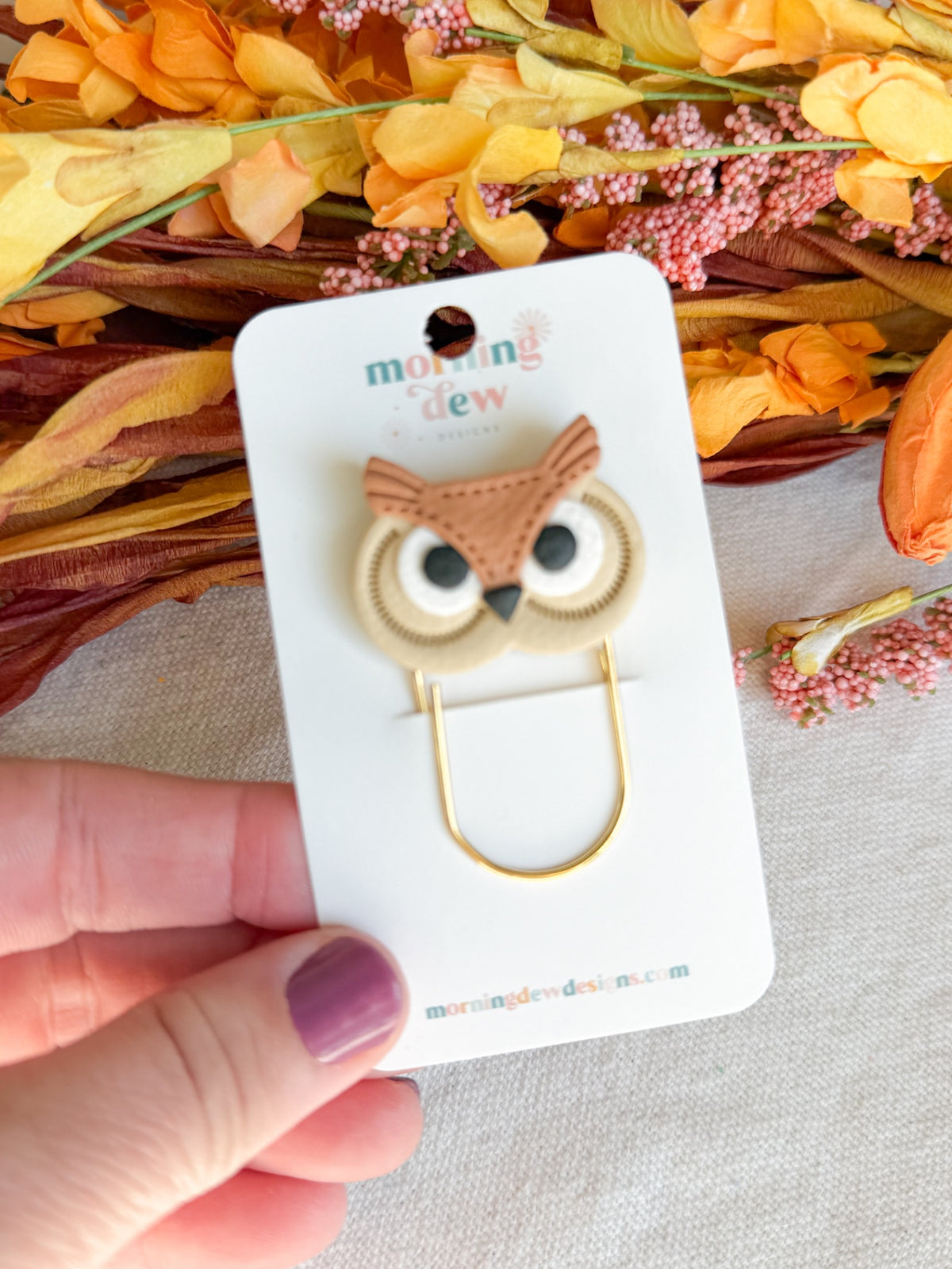 Faux Leather Owl Paperclip Bookmark