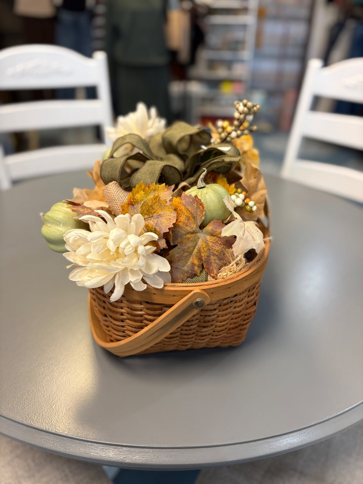 Fall Hay Bale in Basket