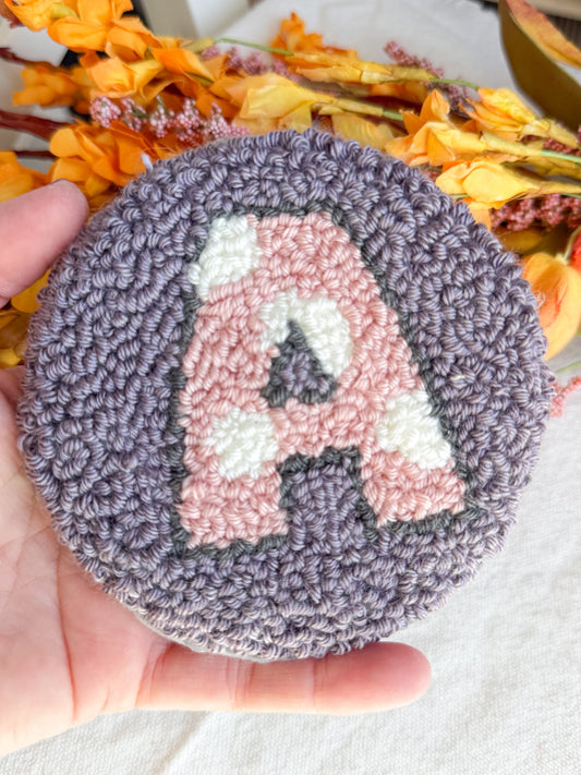 Polka Dot Initial A Mug Rug Coaster