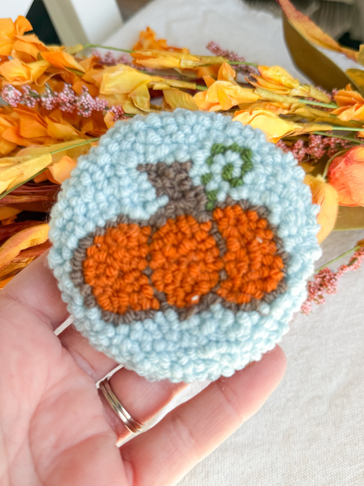 Pumpkin Car Mug Rug Coaster