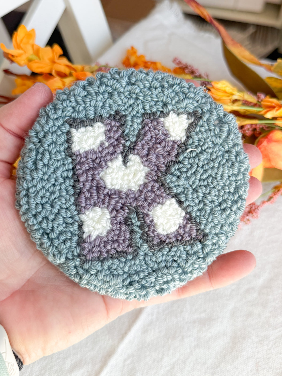 Polka Dot Initial K Mug Rug Coaster