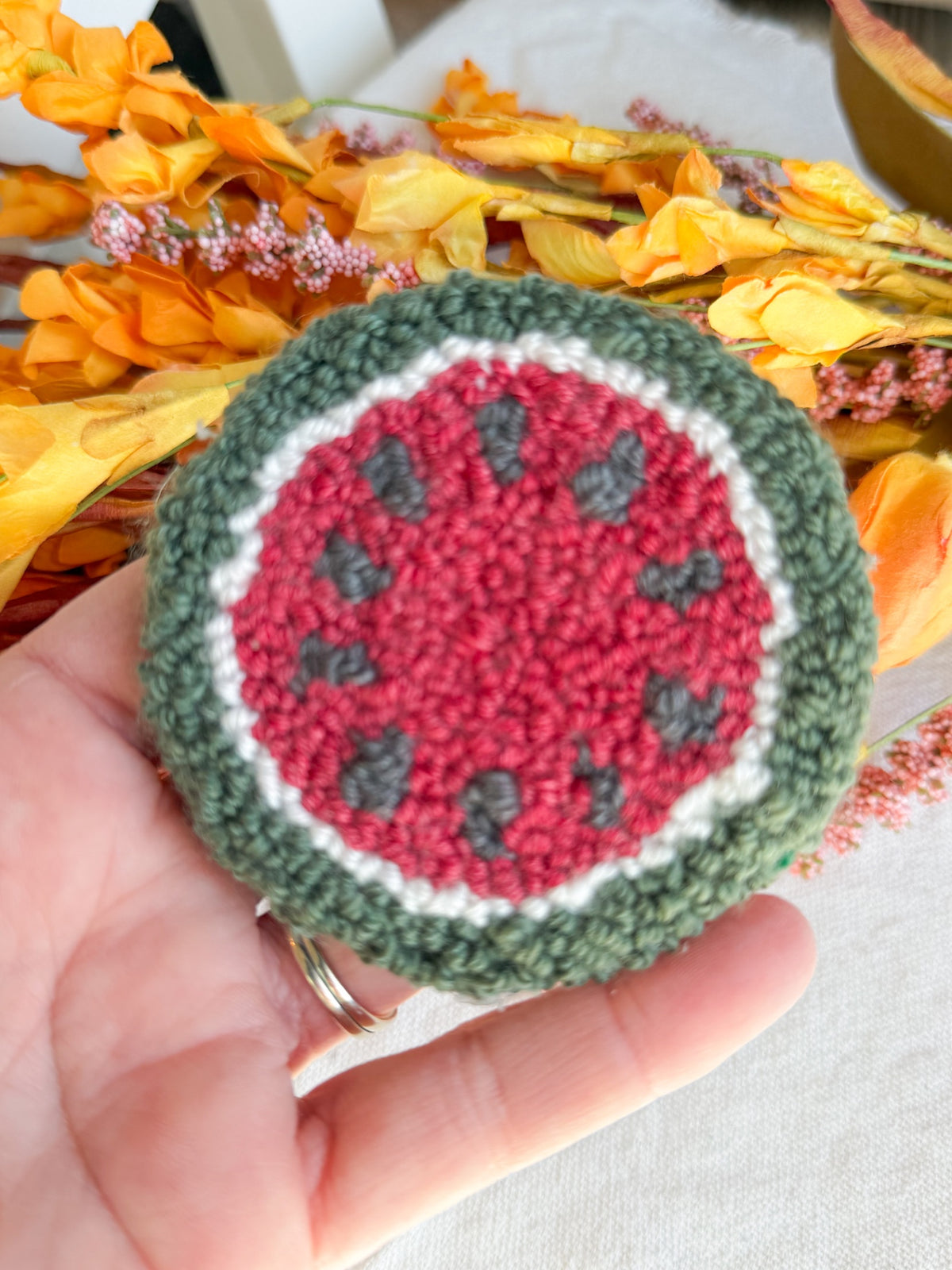 Watermelon Slice Car Mug Rug Coaster