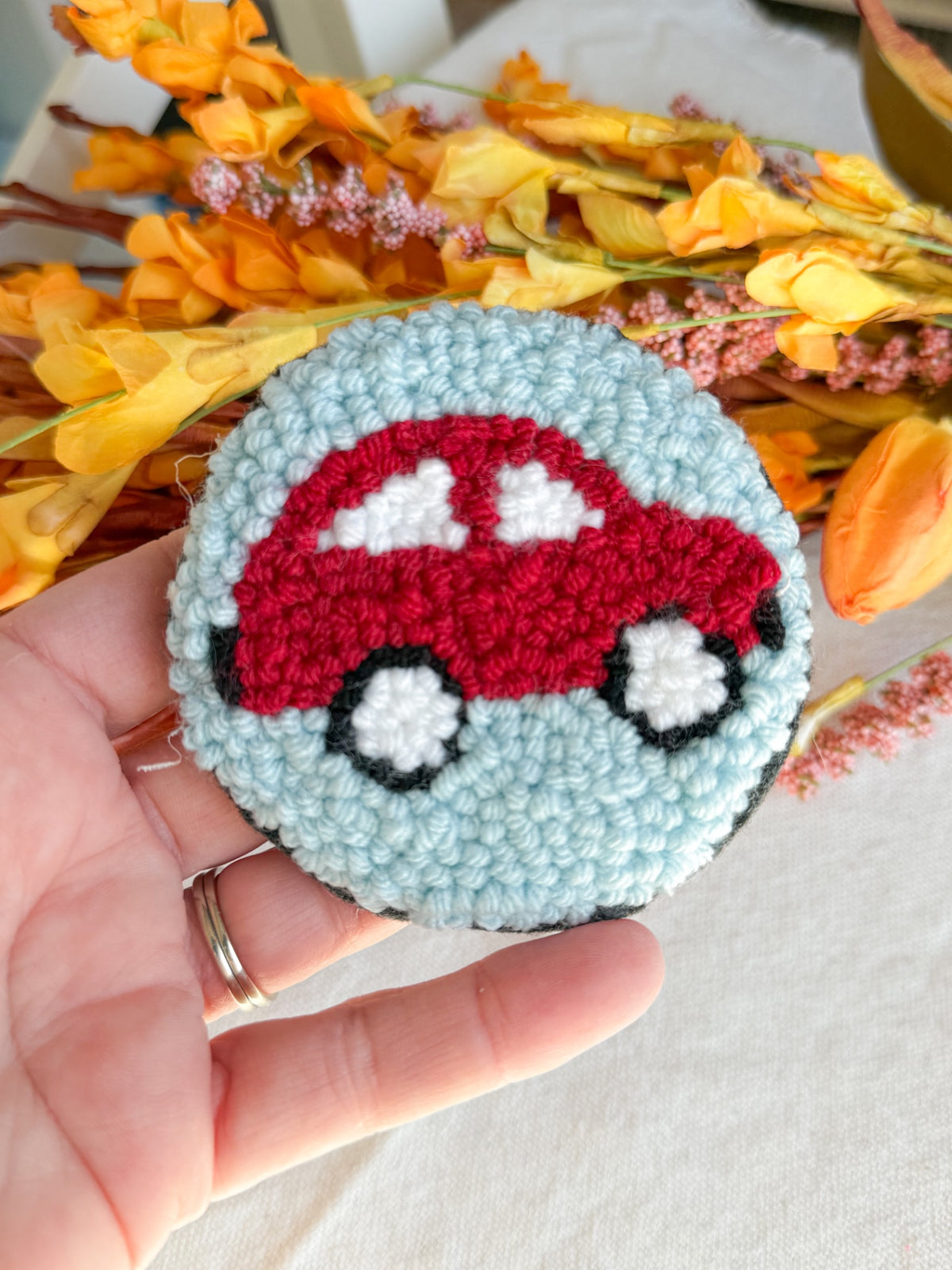 Red Car Mug Rug Coasters