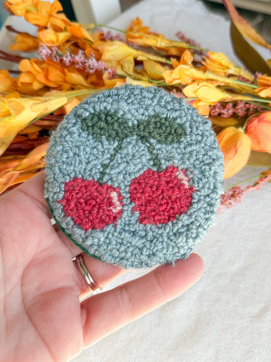 Cherries Car Mug Rug Coaster